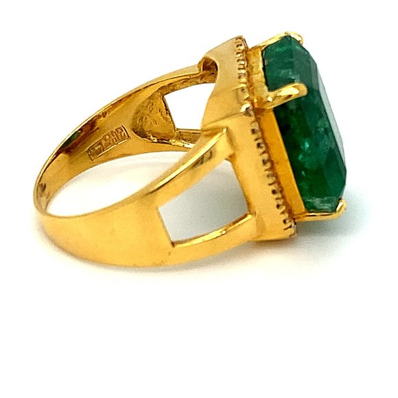GIA Certified Emerald 8.96ct Solid 21K Gold Ring - Picture 4 of 10
